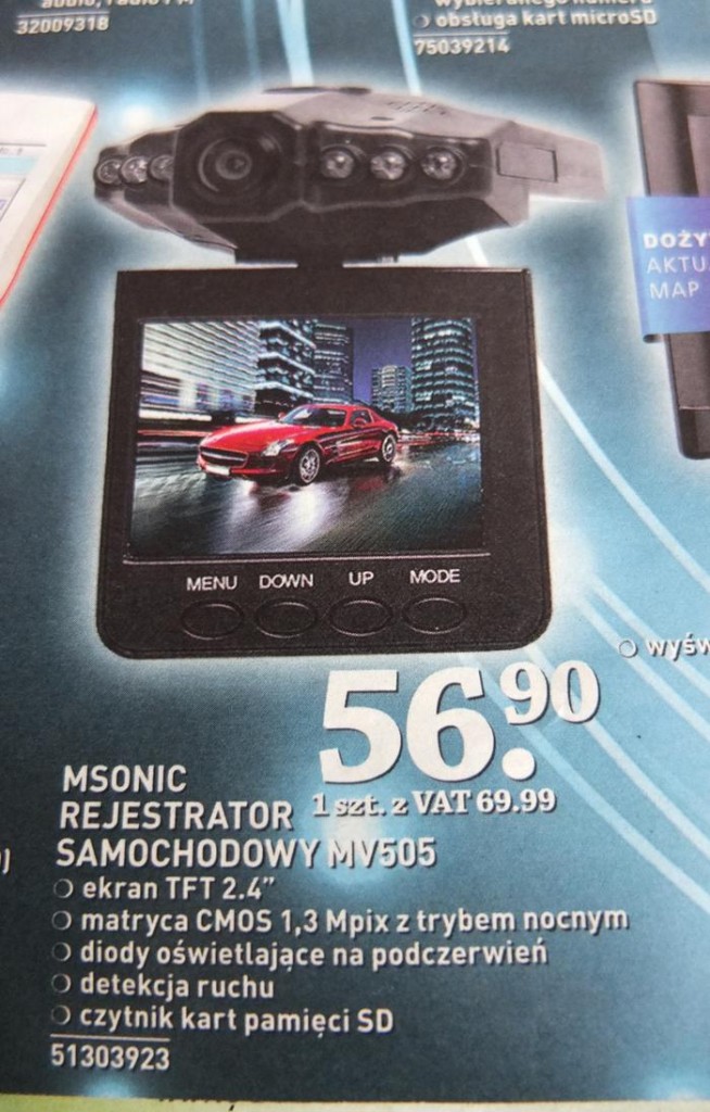 promocja na rejestrator MSONIC MV505